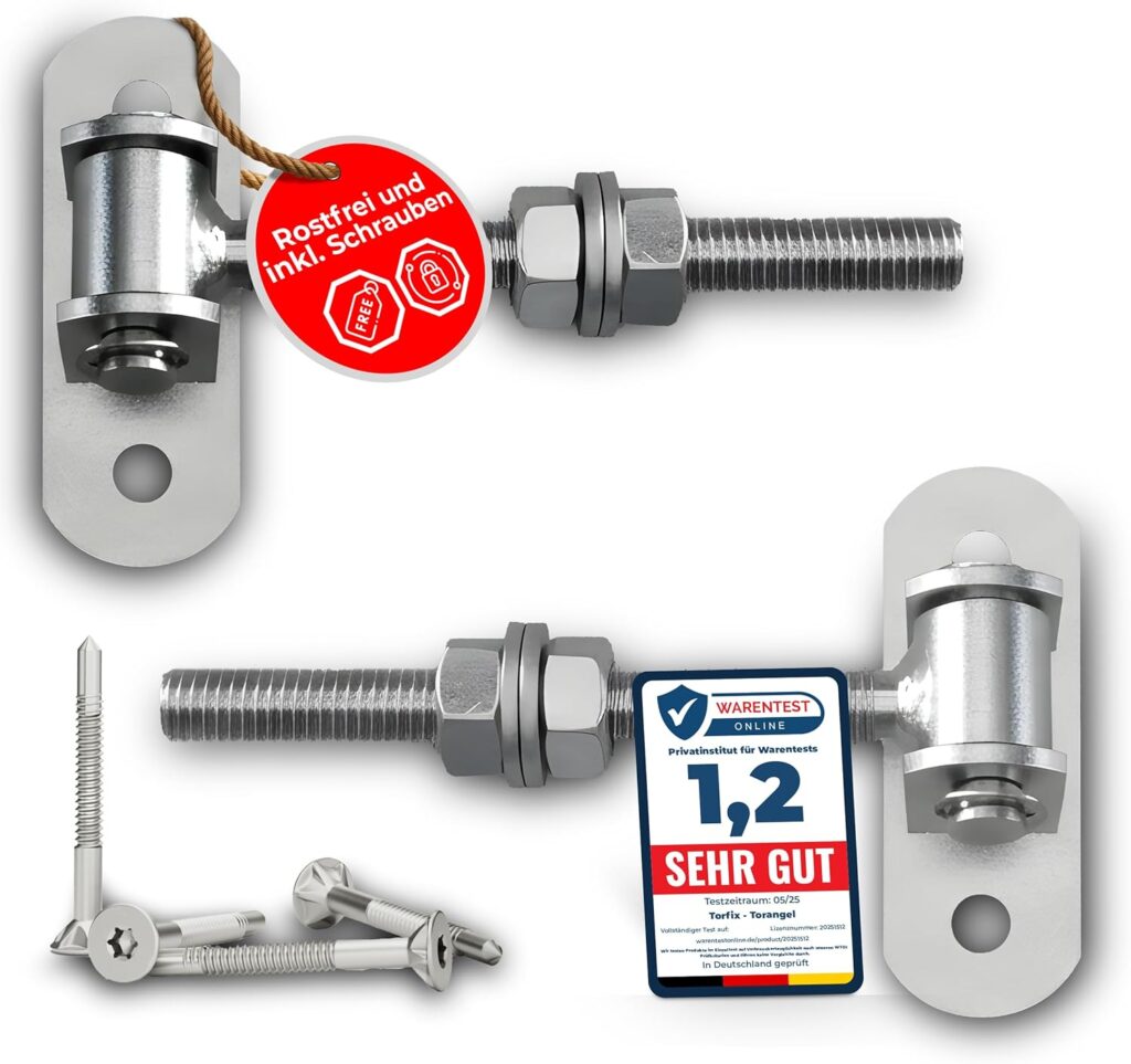 Torfix Schwerlast-Torangel Torscharnier einstellbar M12 115mm im 2er-Set aus Metall inklusive Schrauben von Tornowerk.